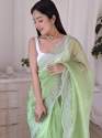 New Organza Embroidery Work Saree For Women thumb 1