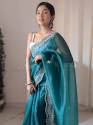 New Organza Embroidery Work Saree For Women thumb 12