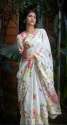 Plain Linen Digital Printed Saree For Women thumb 2