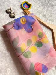 Pure Organza Digital Print With Khatli Handwork Saree