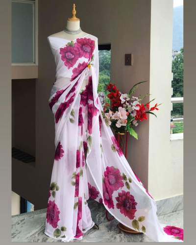 Soft Georgette Bangalory Satin Saree