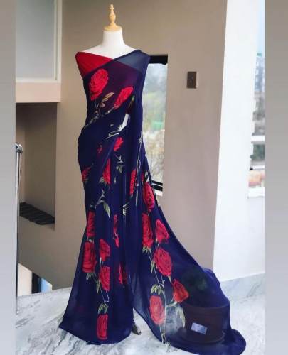 Soft Georgette Digital Print Banglory Saree
