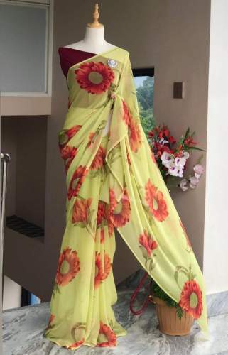 Soft Georgette Digital Print Saree For Women