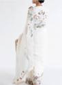 White Linen Digital Printed Saree For Women thumb 2