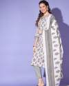 Casual Wear Off White Cotton Print 3pcs Suit  thumb 3