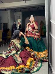 Elegant Tussar Silk Patola Print With foil work Lehenga Choli