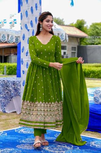 Embroidery Sequence Work With Full Sleeve Georgette Anarkali Gown set