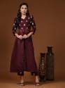 Fancy Chanderi Kurti Pant Set thumb 5