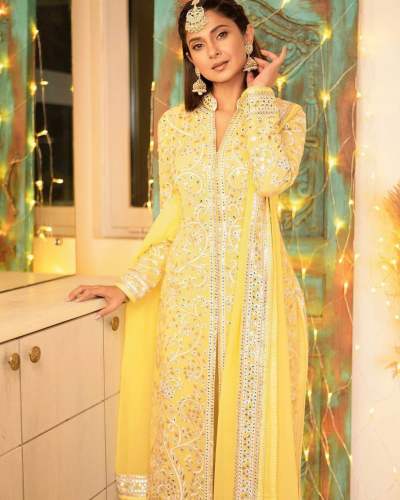 Festive Wear Heavy Georgette Readymade Embroidered Suit 