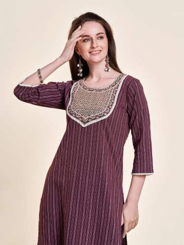 Formal Wear Cotton Straight Kurti Set 