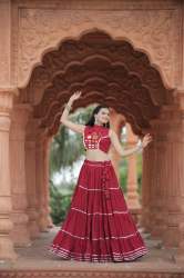 Fully Flared Red Gotta patti Work Lehenga 