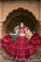 Fully Flared Red Gotta patti Work Lehenga  thumb 4