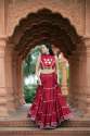 Fully Flared Red Gotta patti Work Lehenga  thumb 6