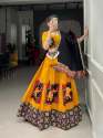 Gamthi Style Mustard Yellow with Black Dupatta  Chaniya Choli
