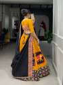 Gamthi Style Mustard Yellow with Black Dupatta  Chaniya Choli thumb 5