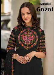 GAZAL Beautiful Roman Silk 3pcs Kurti Set With Organza Dupatta 