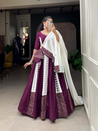 Original Mirror Work With Bandhani Touchup Cotton Chaniya Choli
