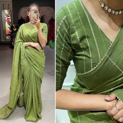 Party Wear Viscose chanderi Sequins and zari line Saree 