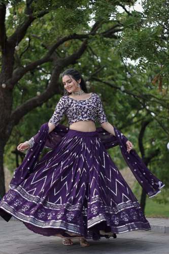 Purple Sequins And thread Embroidered work Lehenga Choli 