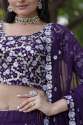 Purple Sequins And thread Embroidered work Lehenga Choli  thumb 5