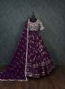 Purple Sequins And thread Embroidered work Lehenga Choli  thumb 8