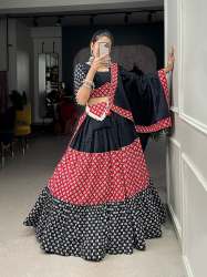 Red And Black Garba Special Cotton Chaniya Choli 