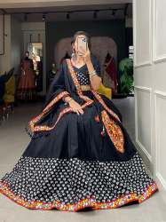 Solid Black 2023 Navratri Chaniya Choli by Shreenathji Export