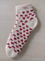 White Knitted With Heart Weaved Socks