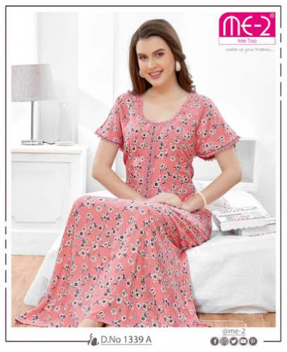 Cotton Printed Round Nighty For Women by Marga Eitta International