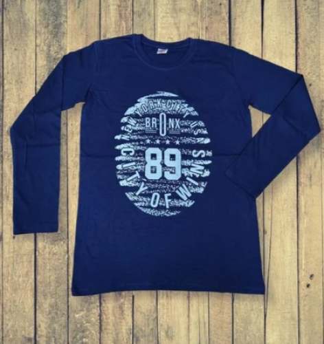 Mens Blue Full Sleeve Printed T Shirt