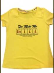 Fancy Yellow Cotton T Shirt For Women