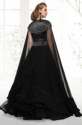 Black Net Flared Beaded Work Party Wear Gown  thumb 1