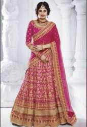 Designer Art Silk Rani Pink Lehenga Choli For Women