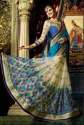 New Arrival Blue And Cream Resham Mirror Work Half Saree For Women thumb 2