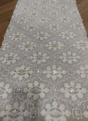 White Sherwani Chikan Fabric 