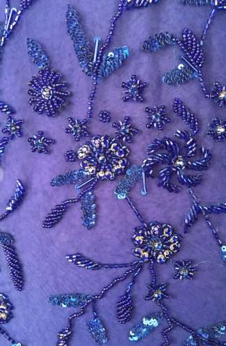 Purple Hand Beaded Fabric by Sajavat Couture