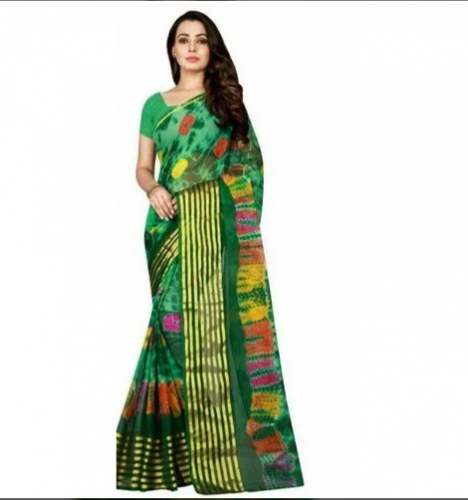 Fancy Dark Green Nylon Nazeen Saree For Women by H S Impex