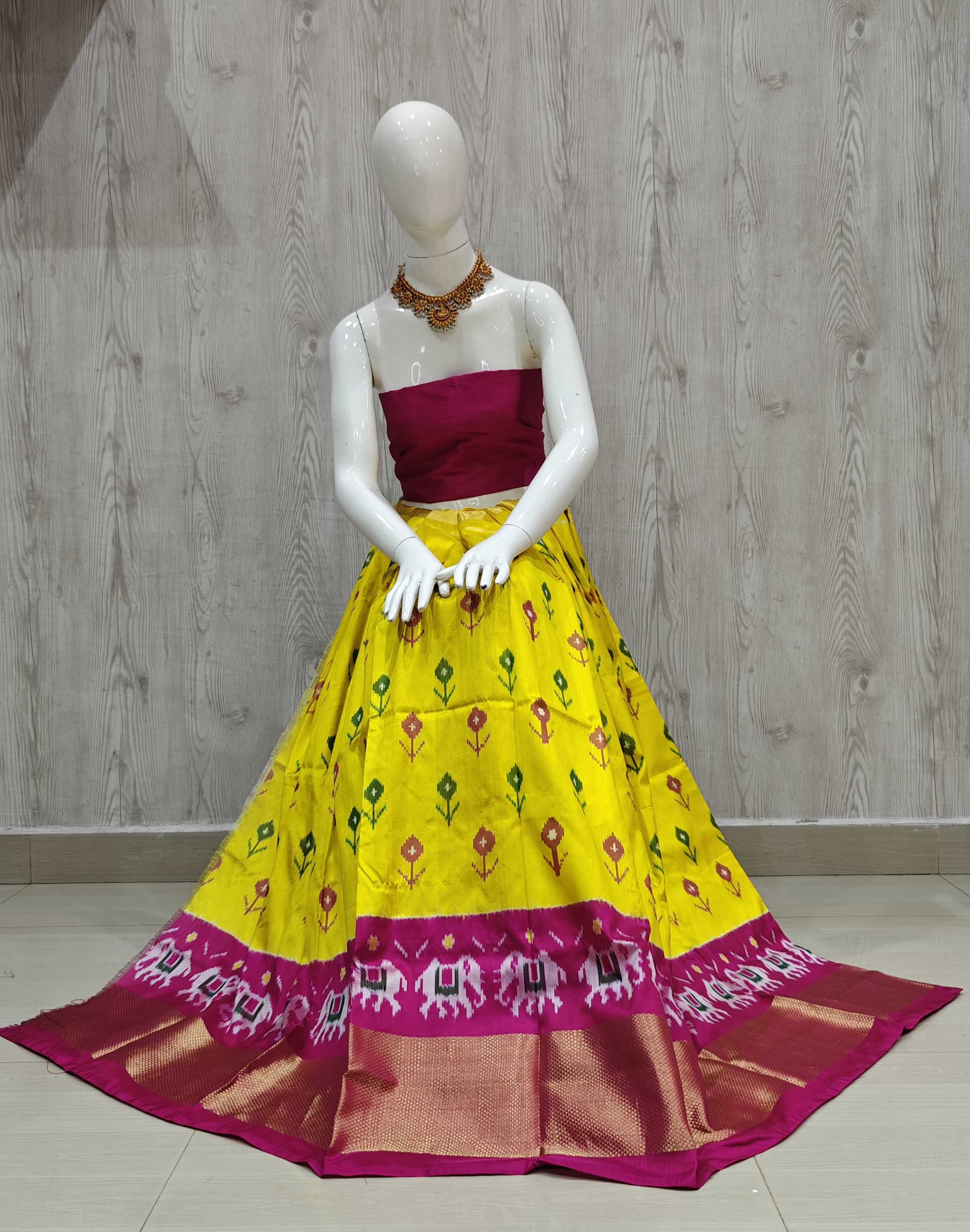 PURE IKAT PATTU LEHENGAS ( FREE SIZE)