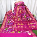 PURE IKAT PATTU FOREST DESIGN SAREE  thumb 1