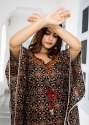 Black Cotton Pattola Print Manual embroidery Kaftaan and Pant Set thumb 1