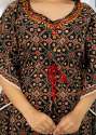 Black Cotton Pattola Print Manual embroidery Kaftaan and Pant Set thumb 4