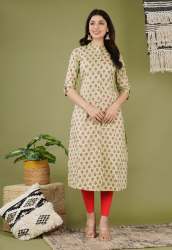 GREEN A LINE PRINCES CUT BOTH SIDE POCKET KURTI