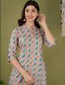  PEACH COLOR A LINE PRINCES CUT BOTH SIDE POCKET KURTI thumb 1