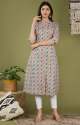 PEACH COLOR A LINE PRINCES CUT BOTH SIDE POCKET KURTI thumb 2