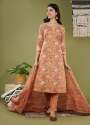PEACH KURTI PANT DUPATTA WITH MIRROR WORK ON KURTI YOKE thumb 4