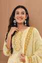 Yellow Cotton Zari Embroidery and Button Work Kurti Pent Dupatta Set thumb 1