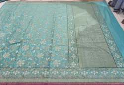 Sky Blue Jamdani Silk Saree For Women