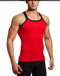 Red Cotton Gym Vest for Mens