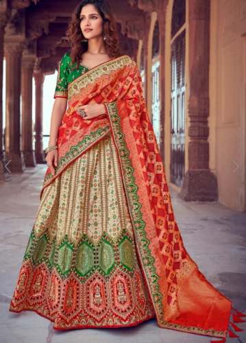 New Collection Red Banarasi Silk Lehenga Choli  by Zari Banaras