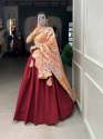 Cotton Lehenga With Foil Print Dupatta  thumb 2